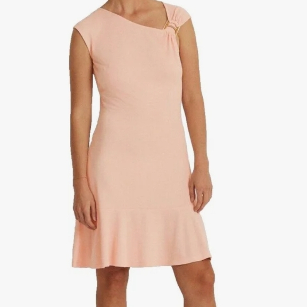 NWT!!! Lauren Ralph Lauren Pale Pink Dress With Ruffle Hem